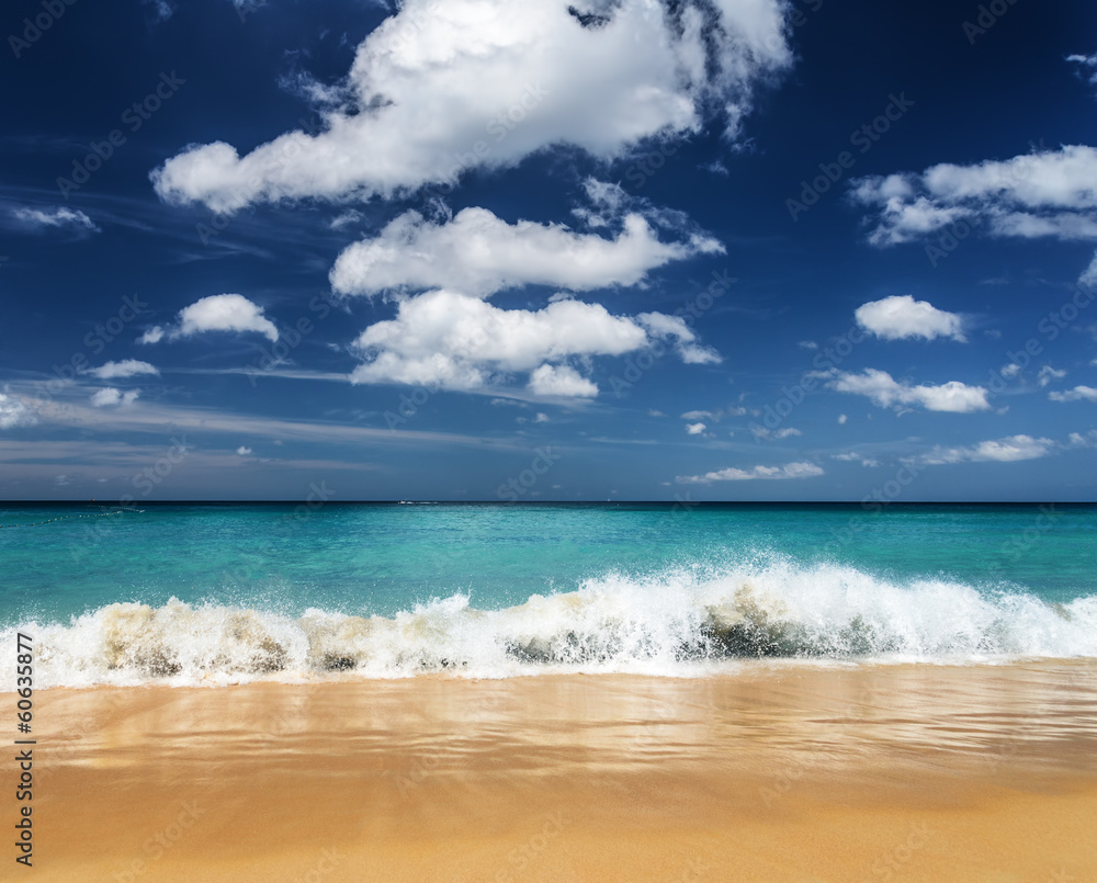 Beautiful tropical beach and blue sky