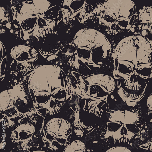 Grunge skulls seamless photo