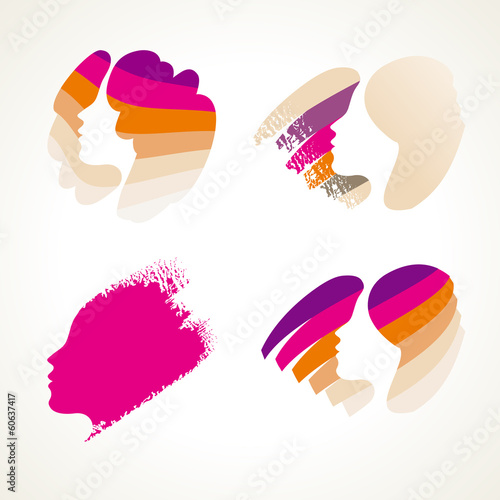 hair set silhouette colored