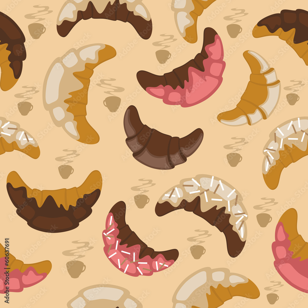 Naklejka premium Seamless croissant background