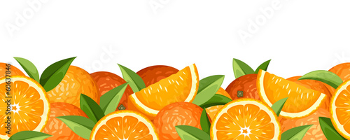 Horizontal seamless background with oranges. Vector illustration