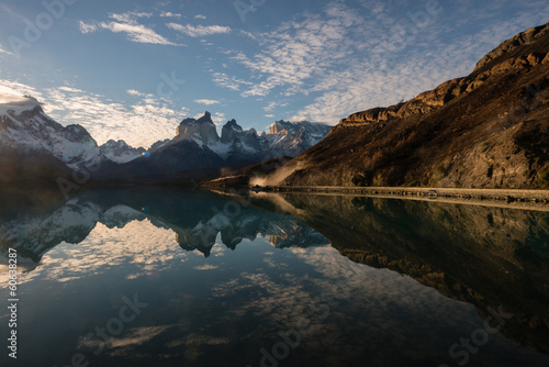 Mountain reflection in Torres del Paine, Chile