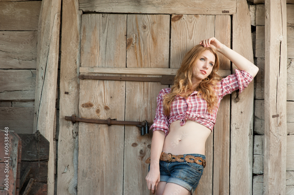 Fototapeta premium red haired cowgirl