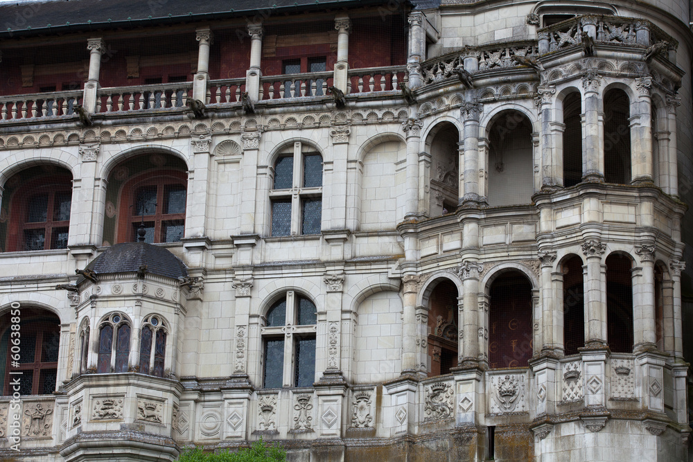 Renaissance facade at the castle of Blois. Loire Valley, France
