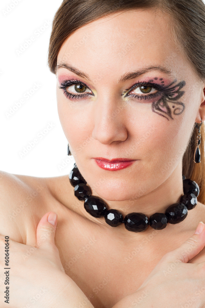 portrait of beautiful model woman with  makeup and body