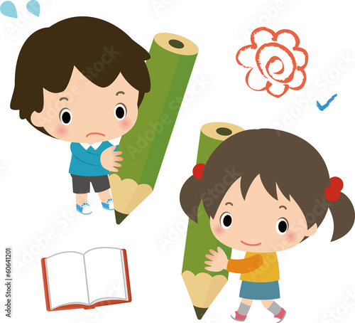 鉛筆を持った子供のイメージ