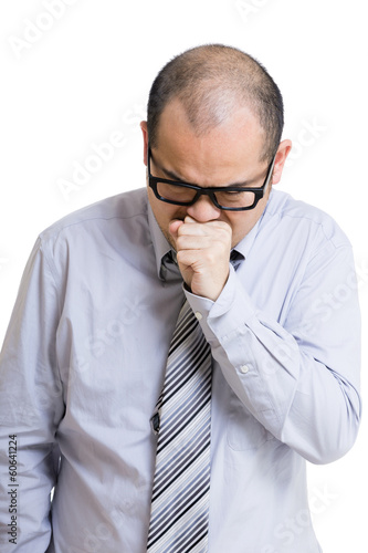 Asian businessman with cough