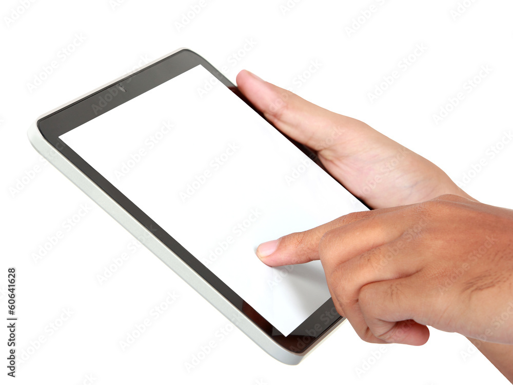 hands holding and touching on tablet pc hands holding and touching on tablet pc