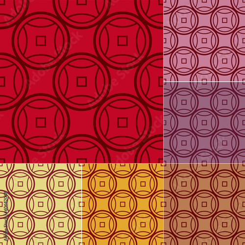 seamless chinese coins pattern