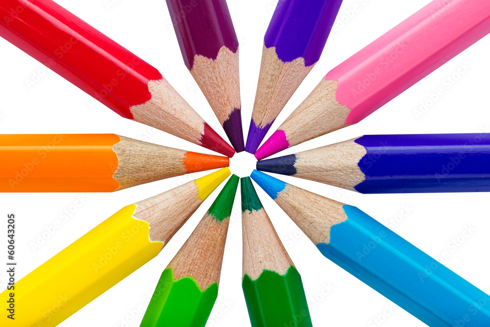 Fototapeta premium Colorful pencils isolated over white background