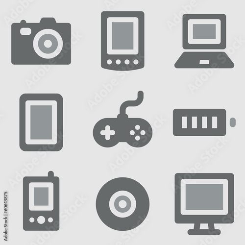 Electronics web icons greyscale icons