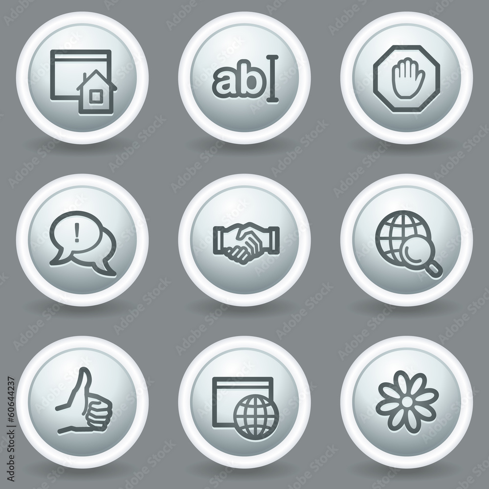 Internet web icons set 1, circle grey matt buttons Internet web icons set 1, circle grey matt buttons