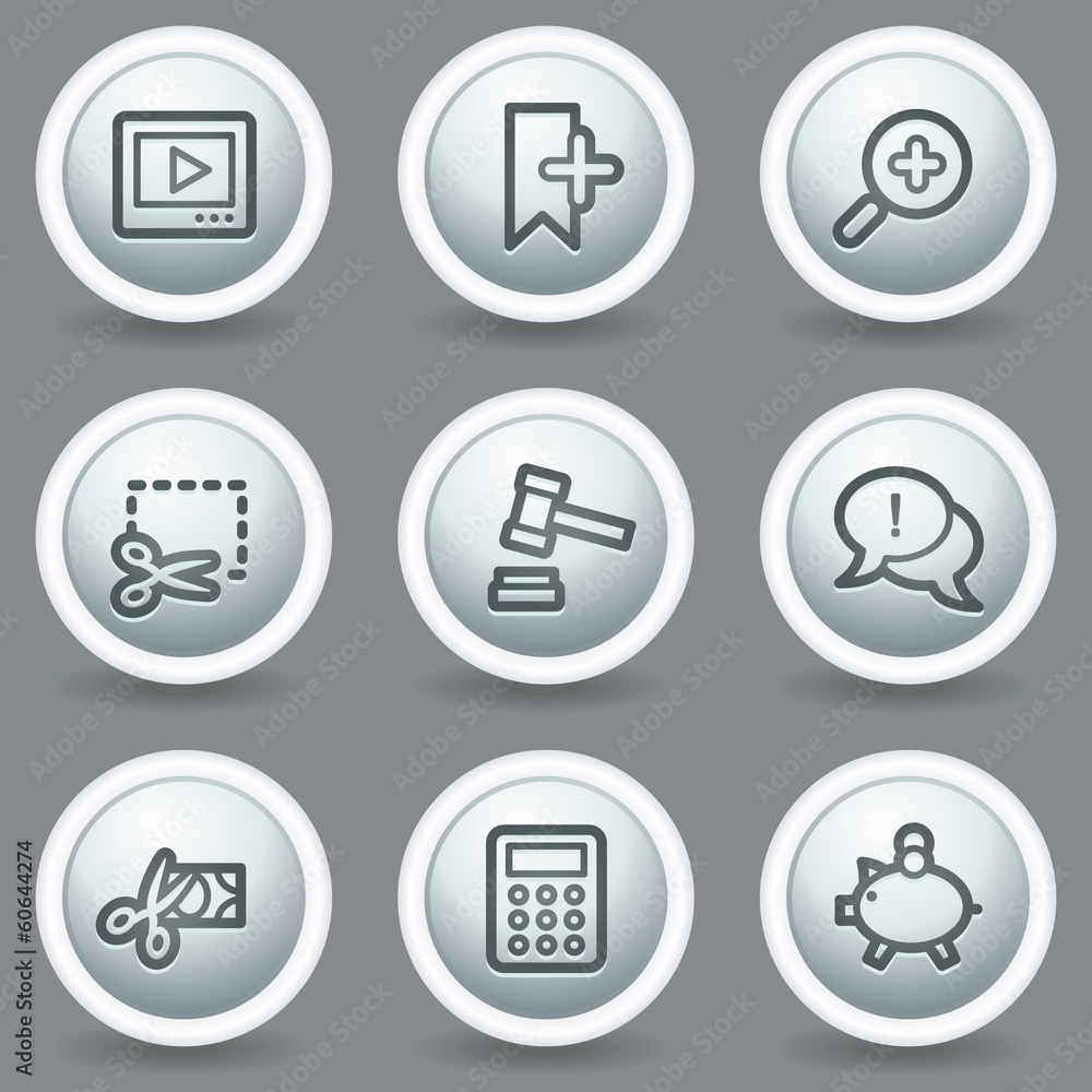 Shopping web icons set 3, circle grey matt buttons Shopping web icons set 3, circle grey matt buttons