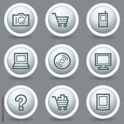Electronics web icons set 1, circle grey matt buttons © Sergiy Timashov