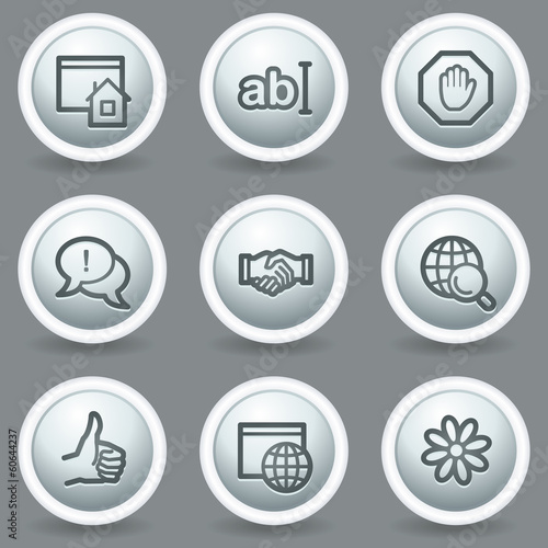 Internet  web icons set 1, circle grey matt buttons