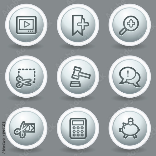 Shopping web icons set 3, circle grey matt buttons