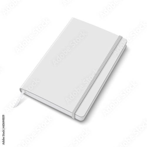 Blank copybook template with elastic band.