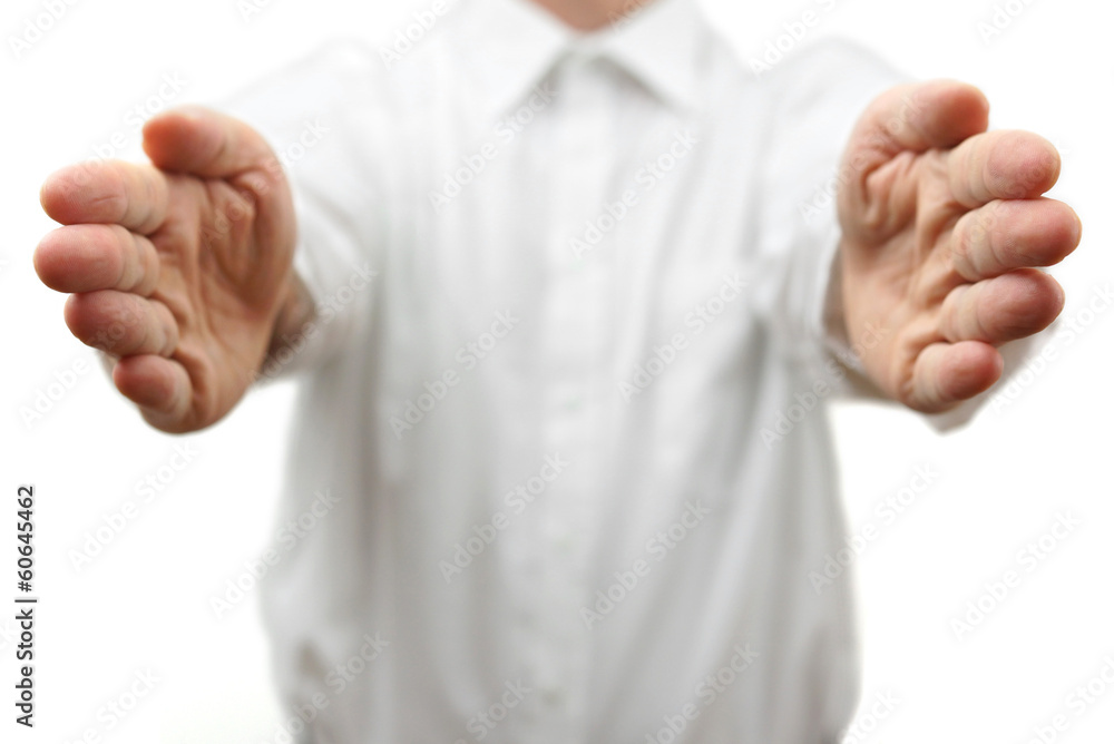 man with an open hand ready for hugging man with an open hand ready for hugging