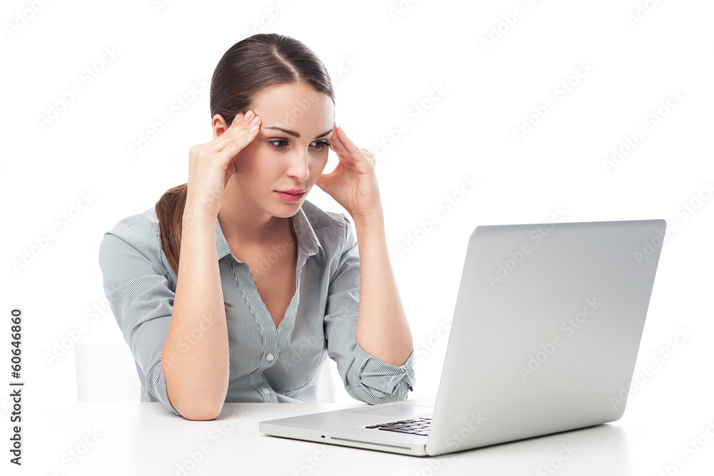 Frustrated Woman Staring at Laptop Screen Frustrated Woman Staring at Laptop Screen