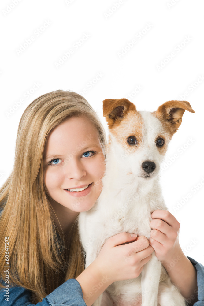 Mädchen mit Hund Mädchen mit Hund
