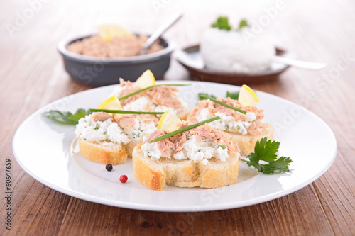 canape with tuna and cheese