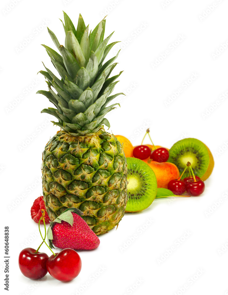 Isolated image of different fruits closeup Isolated image of different fruits closeup