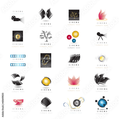 Cinema Icons Set - Isolated On White Background