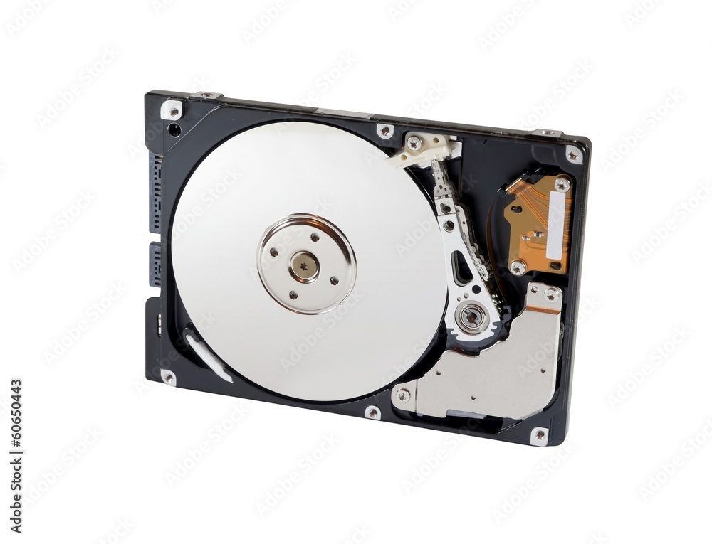 Open SATA harddisk for notebook isolated on white background Open SATA harddisk for notebook isolated on white background