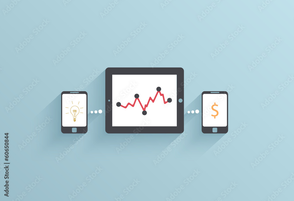 Vector creative flat ui icon on blue. Business background. Eps10 Vector creative flat ui icon on blue. Business background. Eps10