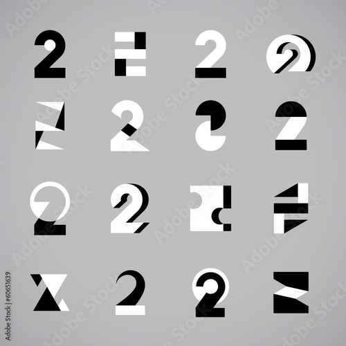 Unusual Numbers Set - Isolated On Gray Background
