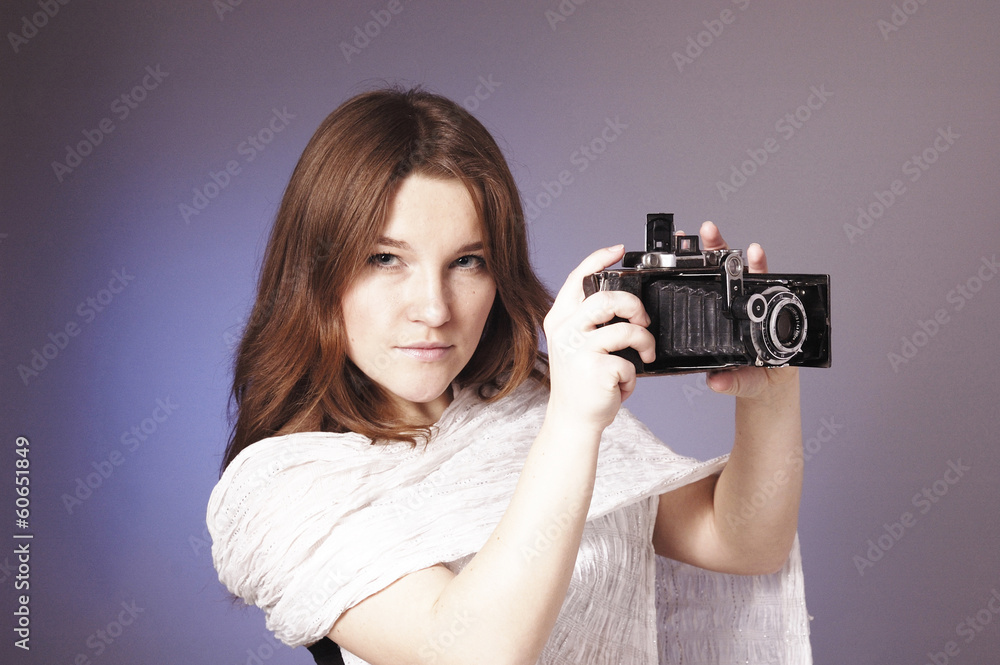 young girl with retro camera young girl with retro camera