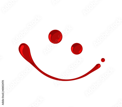 Blood, jam, ketchup or red paint droplets smiley  vector