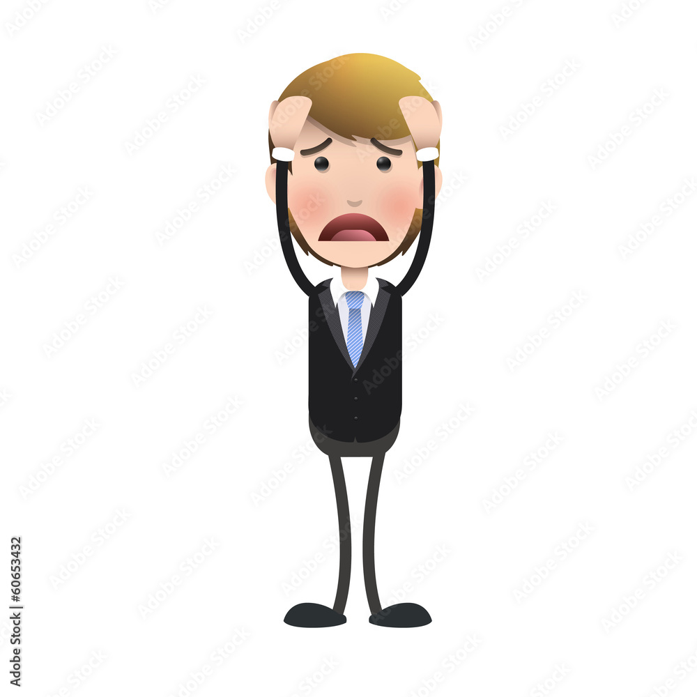 Sad businessman over white background.