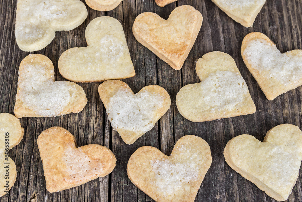 Heart of the cookies and the wooden background. Heart of the cookies and the wooden background.