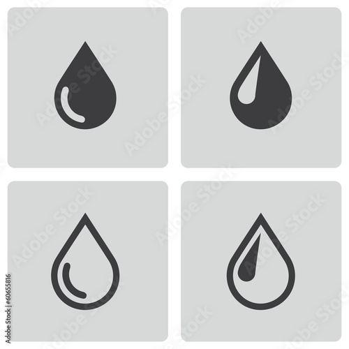 Vector black drop icons set