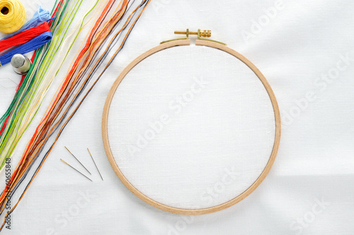 Embroidery set with copy space. photo
