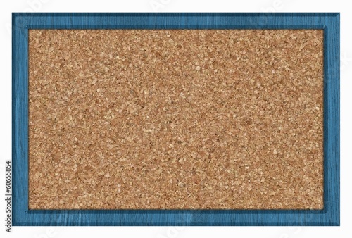 Cork board in a frame isolated over white background