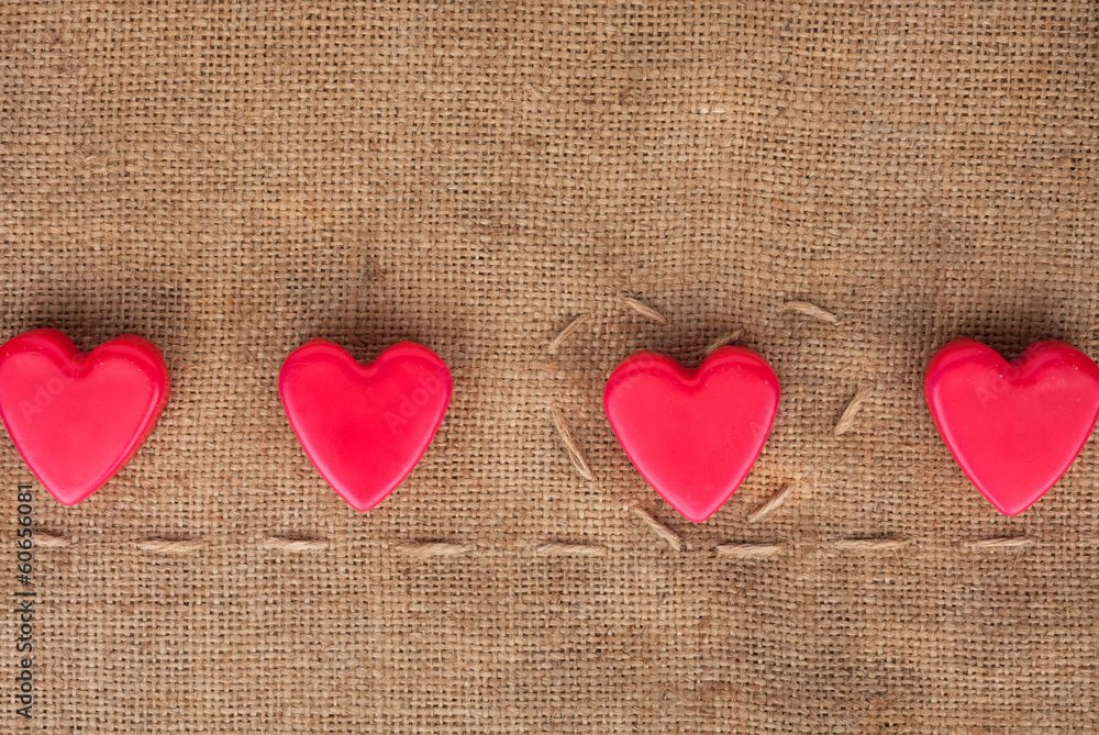 Five hearts on sackcloth Five hearts on sackcloth