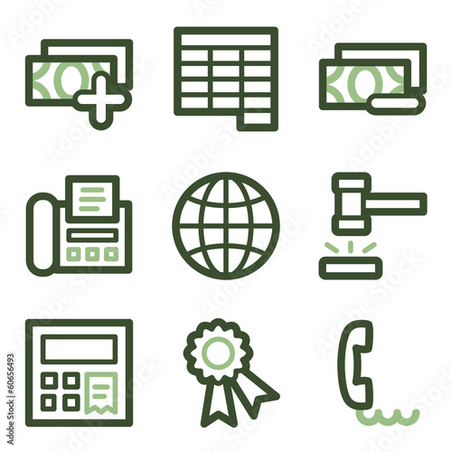 Finance icons, green line contour series