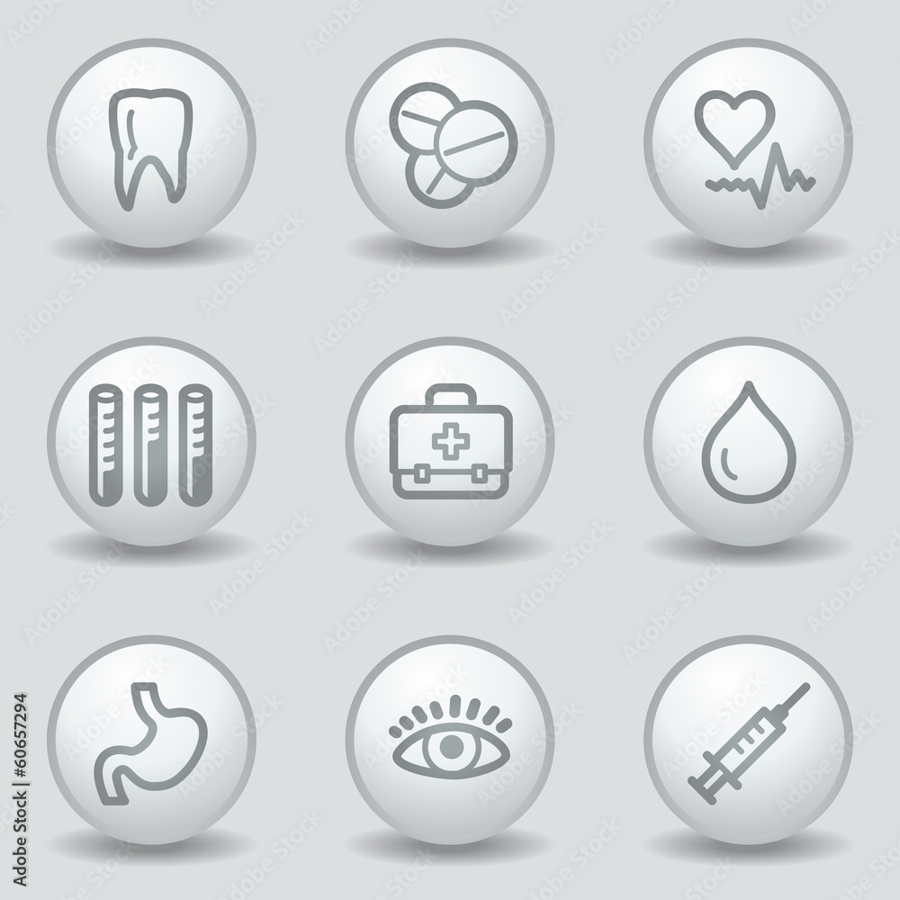Medicine web icons set 1, circle white matt buttons Medicine web icons set 1, circle white matt buttons