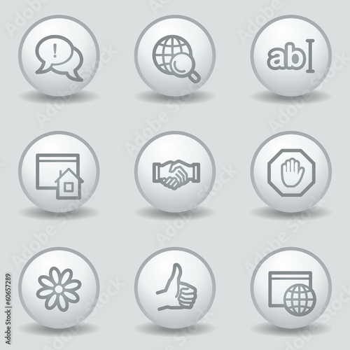 Internet  web icons set 1, circle white matt buttons