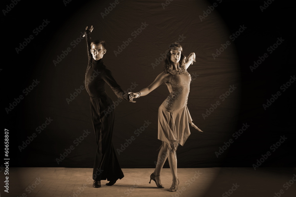 dancers in ballroom isolated on black background dancers in ballroom isolated on black background