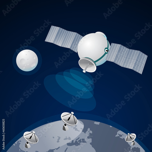 Satellite at the Earth orbit connection And communications photo