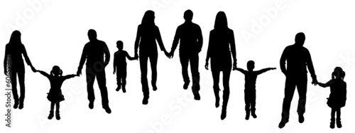 vector illustration with family silhouettes.