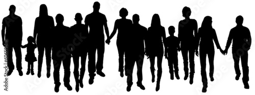 vector illustration with family silhouettes.