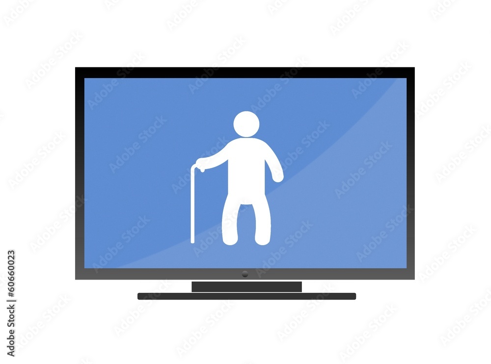 Personne âgée dans un écran de télévision Personne âgée dans un écran de télévision