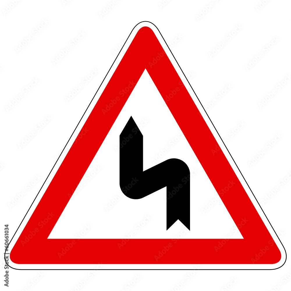 Doppelkurve (zunächst links) - Gefahrzeichen