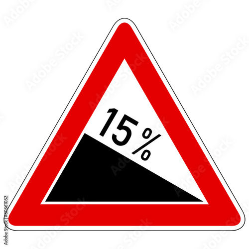 Gefälle 15% - Gefahrzeichen