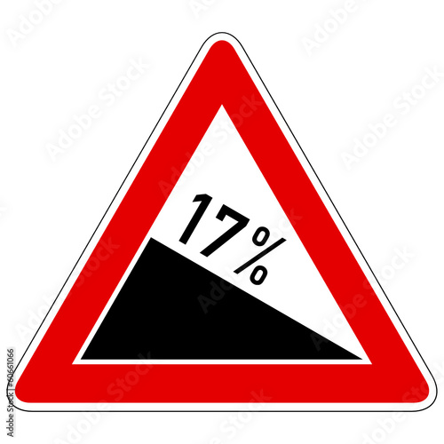 Gefälle 17% - Gefahrzeichen
