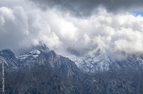 clouds over mountain peaks